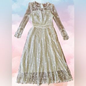 Beaded Cream Lace Summer Dress